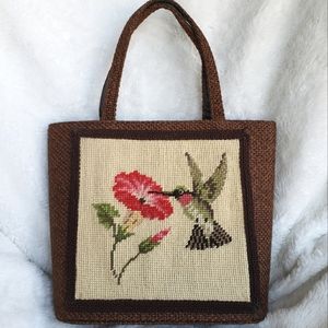 JR Florida Vintage Needlepoint Floral Mid-century Purse Handbag